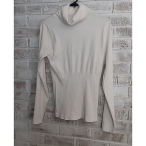 Chances Are Ribbed Knit Seamless Turtleneck sz L Cream Versatile
